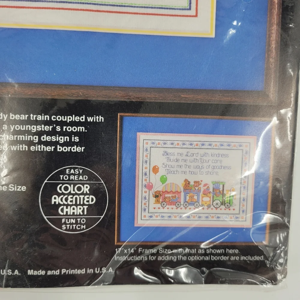 Dimensions Cross Stitch Kit Teddy Bear Blessings USA Made Vintage NEW